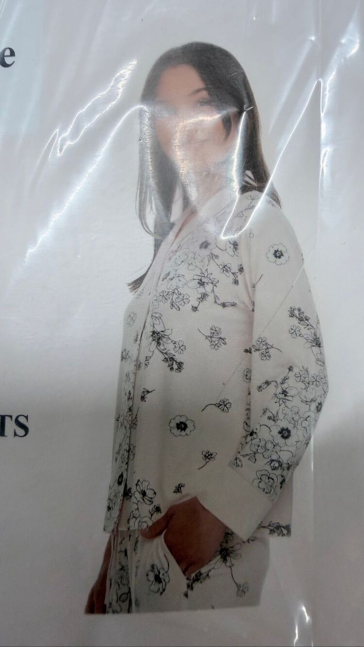 NWT FN by Flora Nikrooz 2-Piece Long Sleeve Pajama Set with Satin Accents - Pink - Picture 2 of 4